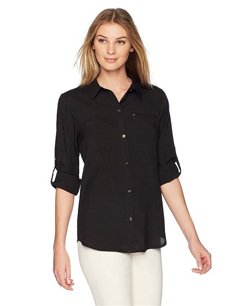 Lark Ro Womens Utility Shirt With Rollup Sleeves Clothing Amazon