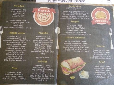 Menu At Nilgiri Canteen New Delhi