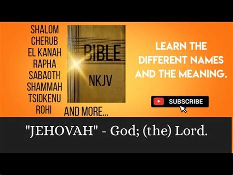 Jehovah God The Lord Learn The Different Names Meaning