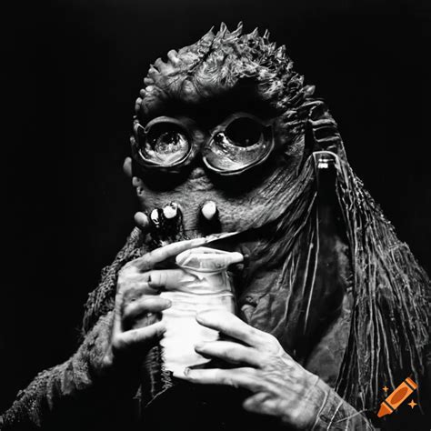 Friendly Sci Fi Monster Enjoying A Drink In A 1960s Movie Scene On Craiyon