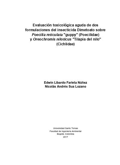 Evaluaci N Toxicol Gica Aguda De Dos Formulaciones Del Insecticida