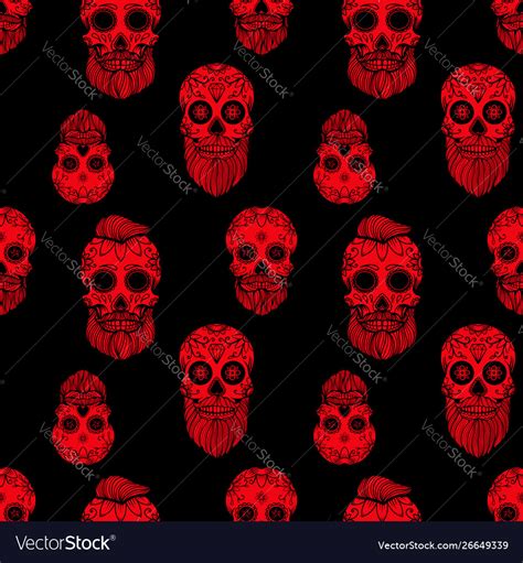 Seamless Pattern With Mexican Sugar Skulls Design Vector Image