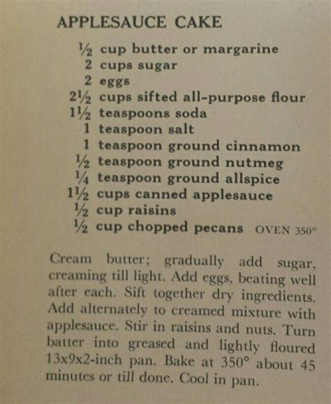 Old Fashioned Applesauce Cake Recipe