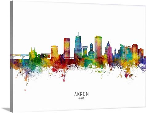 Akron Ohio Skyline Wall Art Canvas Prints Framed Prints Wall Peels