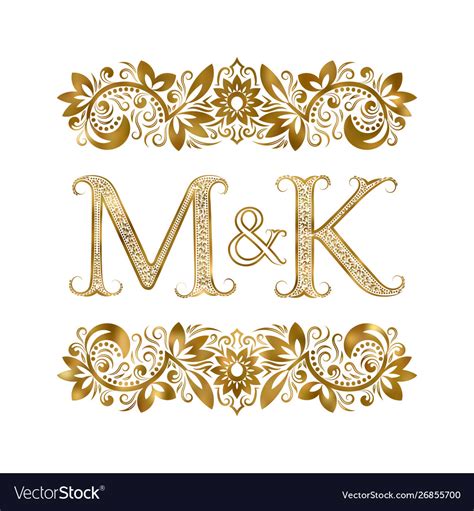 M And K Vintage Initials Logo Symbol Letters Vector Image