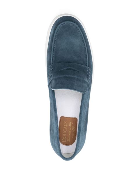 Doucal S Penny Slot Suede Boat Shoes Blue Farfetch