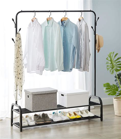 Vivo Heavy Duty Metal Clothes Hanging Rail And Hook Clothing Coat