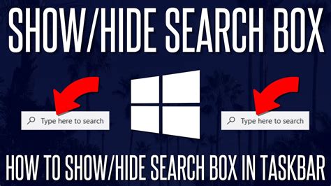 How To Add Or Remove Search Box On Taskbar In Windows Youtube
