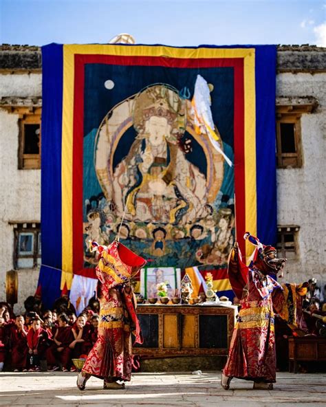 Tibetan Buddhist Dancer In Traditional Demon Spirit Ghost Clothing