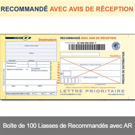 Recommand S Avec Ar Format Classique Avec Code Barre