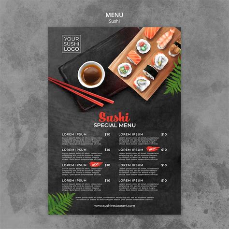 Free PSD Menu Template With Sushi Day Design