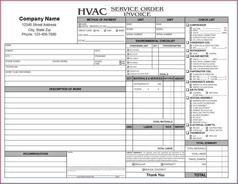 Hvac Invoice Forms Template 1 Resume Examples Kw9ka7pvjn