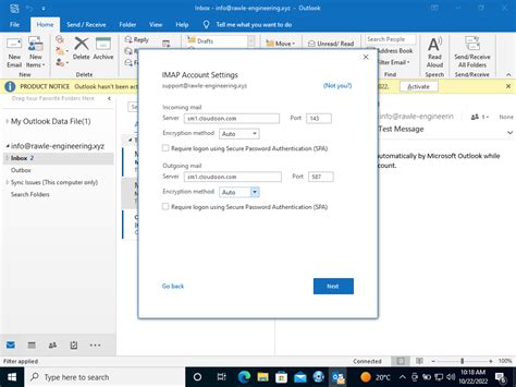 How To Connect Cloudoon Email To Microsoft Outlook 2019