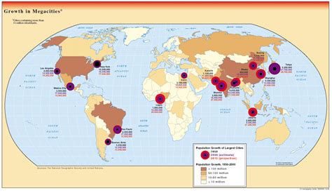 Megacities Of The World Political Map Largest Cities With More Than