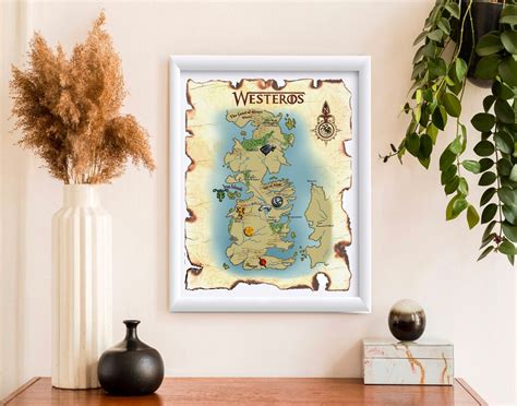 Color Map of Westeros Painted on Old Canvas Game of Throner on the Map ...