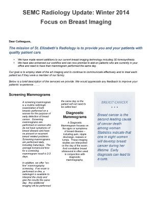 Fillable Online Focus On Breast Imaging Fax Email Print Pdffiller