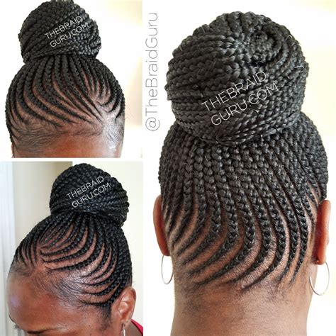 Feed In Cornrows In A Bun Braids By Cornrow Updo Hairstyles Big Box Braids