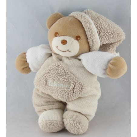 Doudou Ours Ecru Beige Blanc Takinou