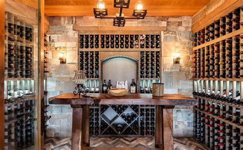 Beautiful Rustic Wine Cellar Design Stone Walls And Wood Racks Glass