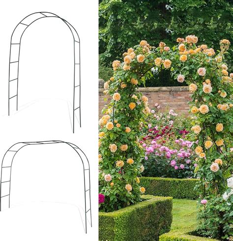 Heyfurni 79ft Sturdy Metal Garden Arch Iron Archway For Climbing Plants Two Way Assemble