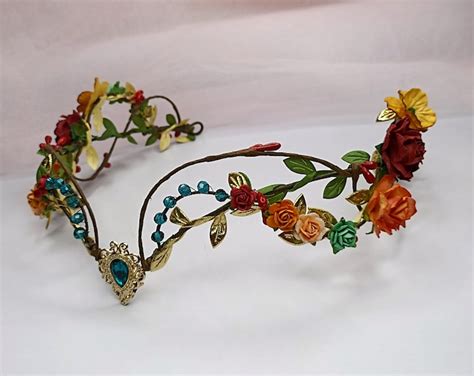 Woodland Elven Tiara Fall Flower Crown For Woman Fairy Headpiece Elvish Tiara Etsy