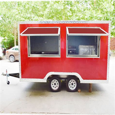 Eye Catching Red Mobile Kitchen Truck Street Mobile Cart