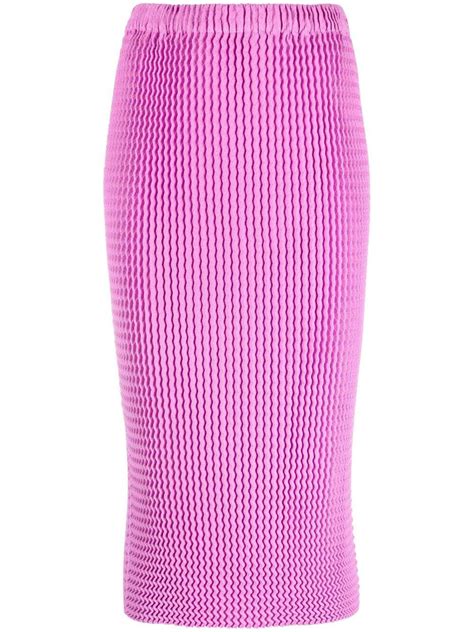 Issey Miyake Knitted High Waist Skirt Pink Editorialist