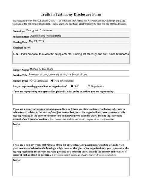 Fillable Online Docs House 2 Witness Truth In Testimony Form Pdf Fax