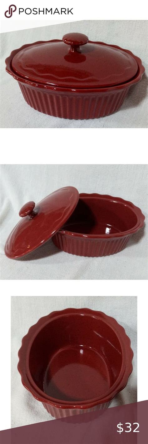 Paula Deen RED SPECKLED 2.5 Quart Scalloped Edge Stoneware Covered ...