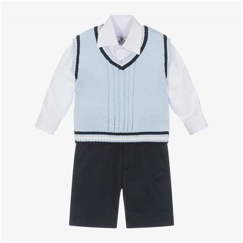 Beau Kid Boys Navy And Pale Blue Shorts Set Childrensalon Outlet