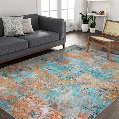 Art Tuft Washable Rug Anti Slip Backing Abstract Area Rug X Stain