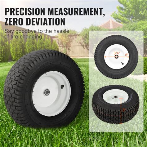 VEVOR Lawn Mower Tires with Rim, 16x6.5-8" Tubeless Tractor Tires, 2-Pack Tire and Wheel ...