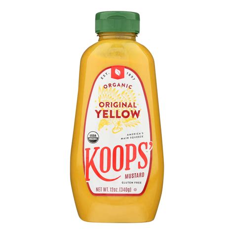Koops Organic Mustard Spicy Brown Gluten Free Case Of 12 12 Oz