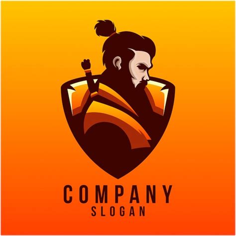 Diseño de logotipo samurai Vector Premium