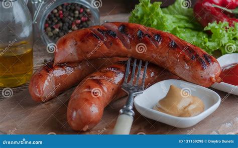 Still Life of Bavarian Sausages Grilled. Stock Photo - Image of glass ...