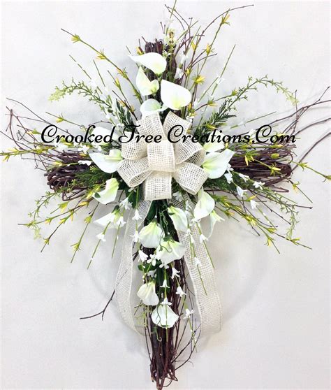 Grapevine Cross With Calla Lillies Easter Door Decor Easter Flower