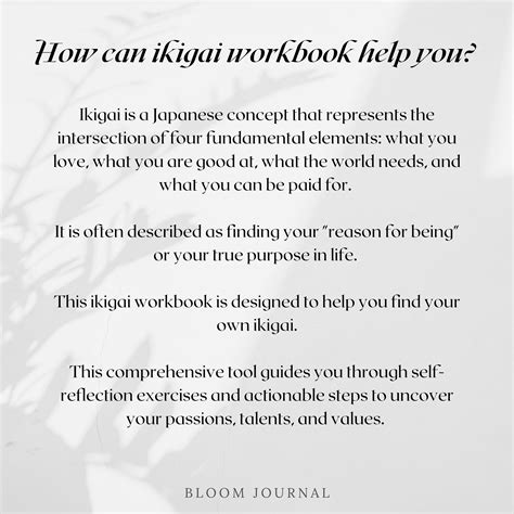 Ikigai Workbook Digital And Printable Ikigai Worksheet Career Etsy