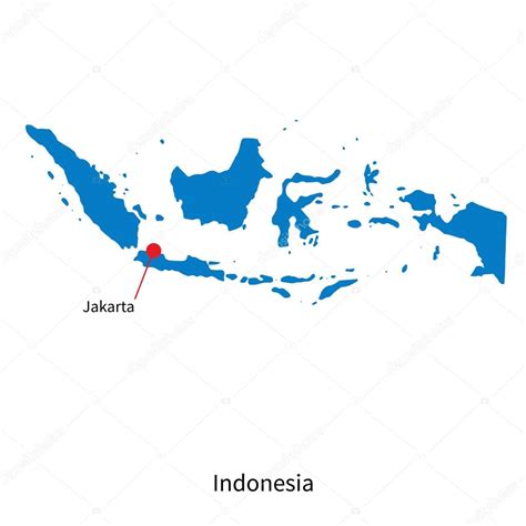 Detailed vector map of Indonesia and capital city Jakarta Stock Vector ...