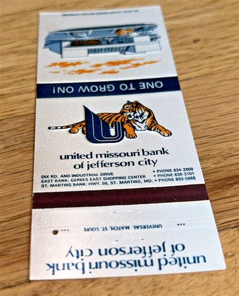 Old Matchbook Cover United Missouri Bank Of Jefferson City Missouri Ebay