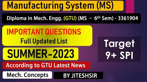 Manufacturing System 3361904 Imp Questions For GTU Exam Summer 2023