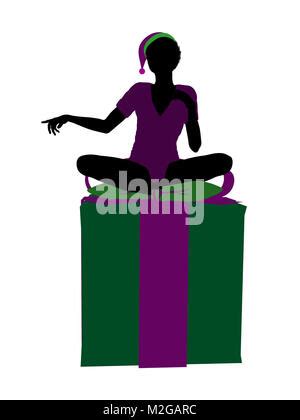 African American Christmas Elf Silhouette Illustration Stock Photo Alamy