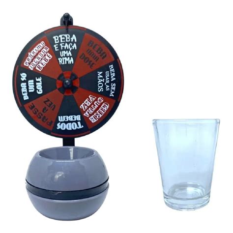 Jogo Vira Vira Roleta Drink Shot Tequila Cacha A Copo Vidro Dose