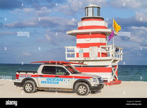 Miami Beach Floridaatlantic Ocean Water Sandshorelifeguard Station