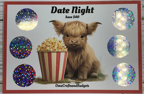 Highland Cow Date Night Scratch Off Savings Challenge Etsy