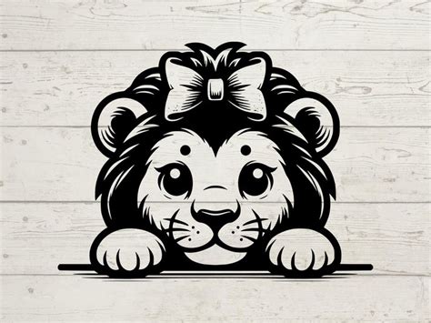 Peeking Lion With Coquette Bow Svg Lion Svg Lion Clipart Lion Png