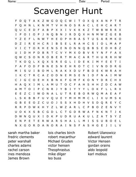 Scavenger Hunt Word Search Wordmint