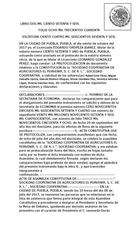 Top 41 Imagen Modelo De Acta Constitutiva De Una Sociedad Cooperativa