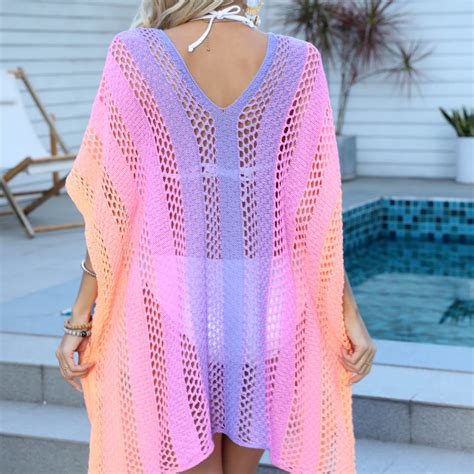 2024 Fashion Summer Crochet Beach Wearing Women Swimsuit Rainbow Knit