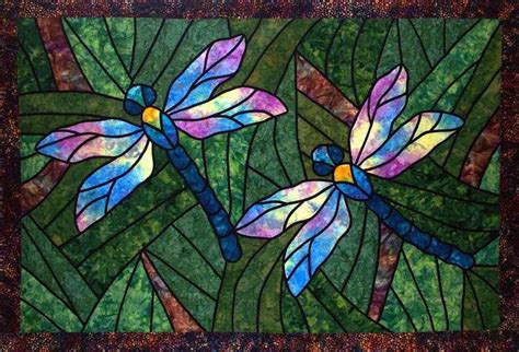 Dragonfly Cla Q Quilt Blanket Dragonfly Stained Glass Stained