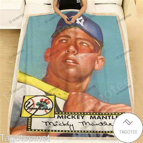 Sport Baseball Card Topps Mickey Mantle Mint Blanket Quilt